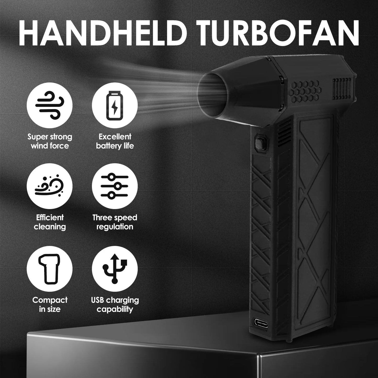Mini Turbo Jet Fan 130000 RPM Mini Jet Blower High Speed Brushless Motor Electric Jet Fan Lightweight Turbo Violent Fan Air Blower Jet Dry Blower for Car Computer Keyboard